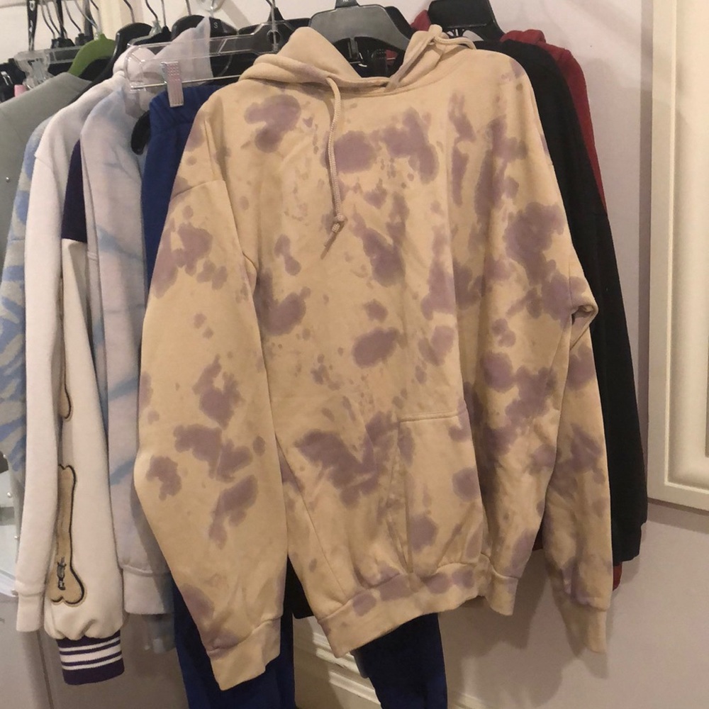 Tan and purple died hoodie
